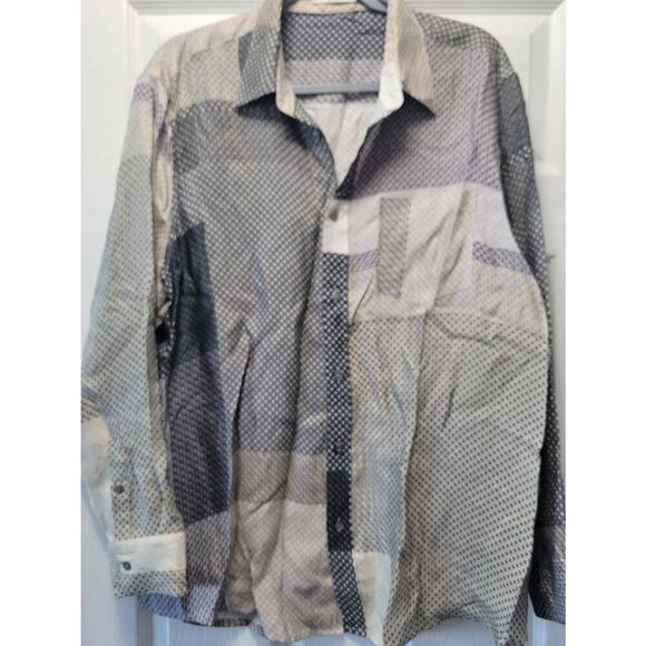 Totokaelo Archive Gray Color block design long sleeve Button down shirt large - Picture 1 of 6